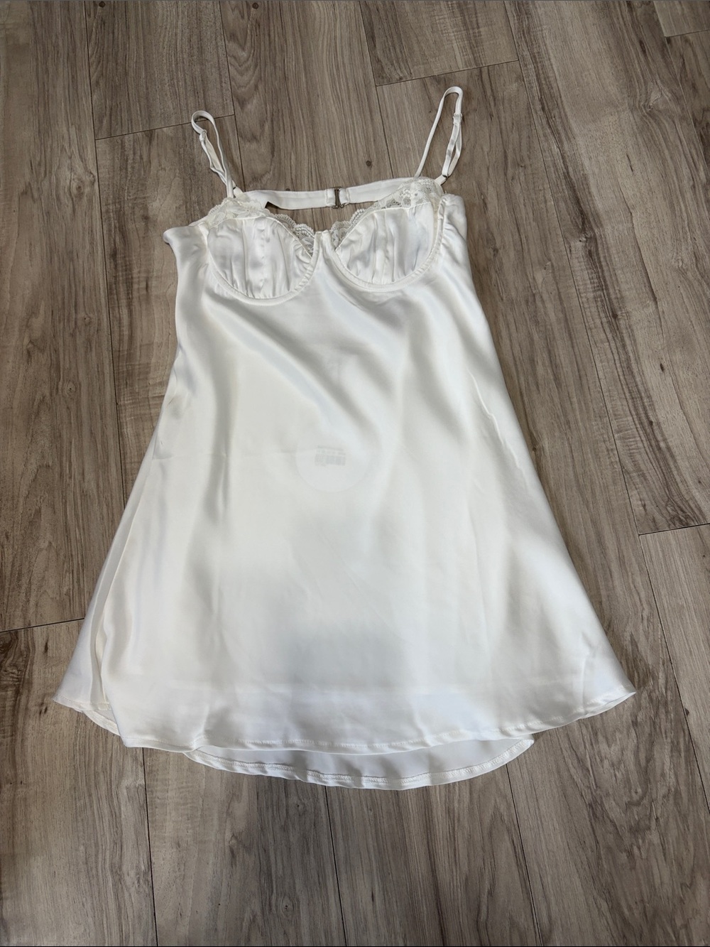 Princess Polly White Satin Slip Dress with Lace Trim size 12